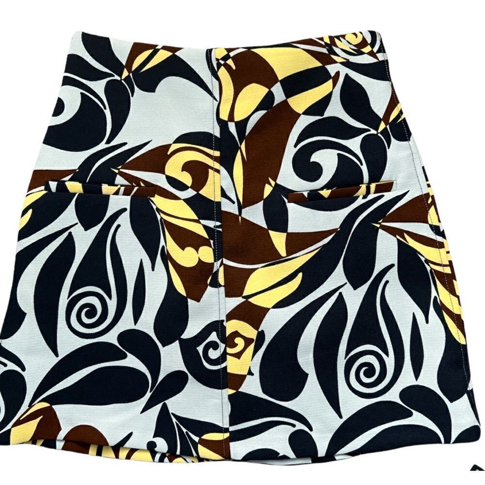 Zara Woman Light Blue floral A line mini Skirt Sz S